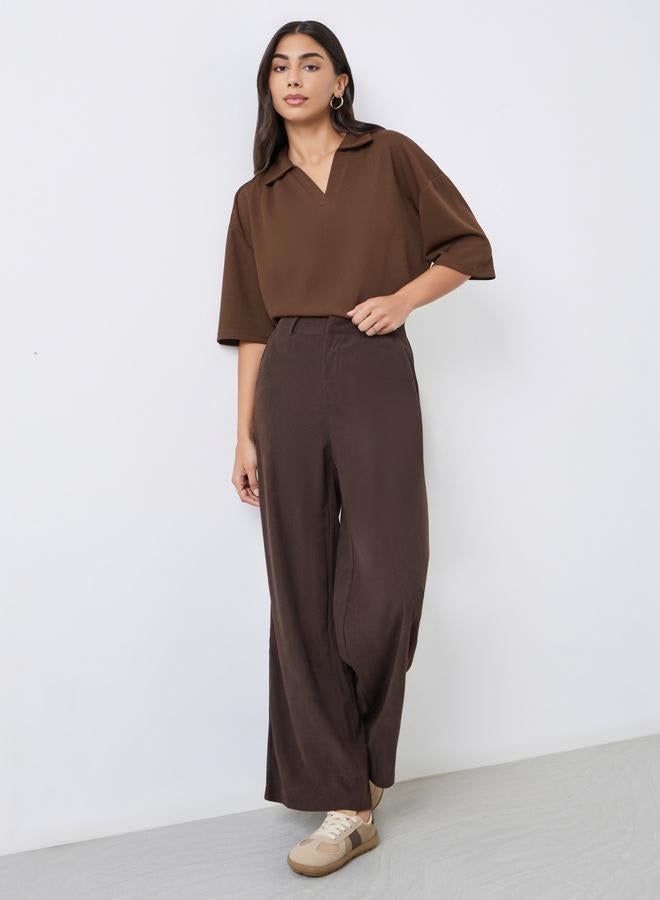 Styli Brown Soft Touch Relaxed Fit Polo T-Shirt - Image 3